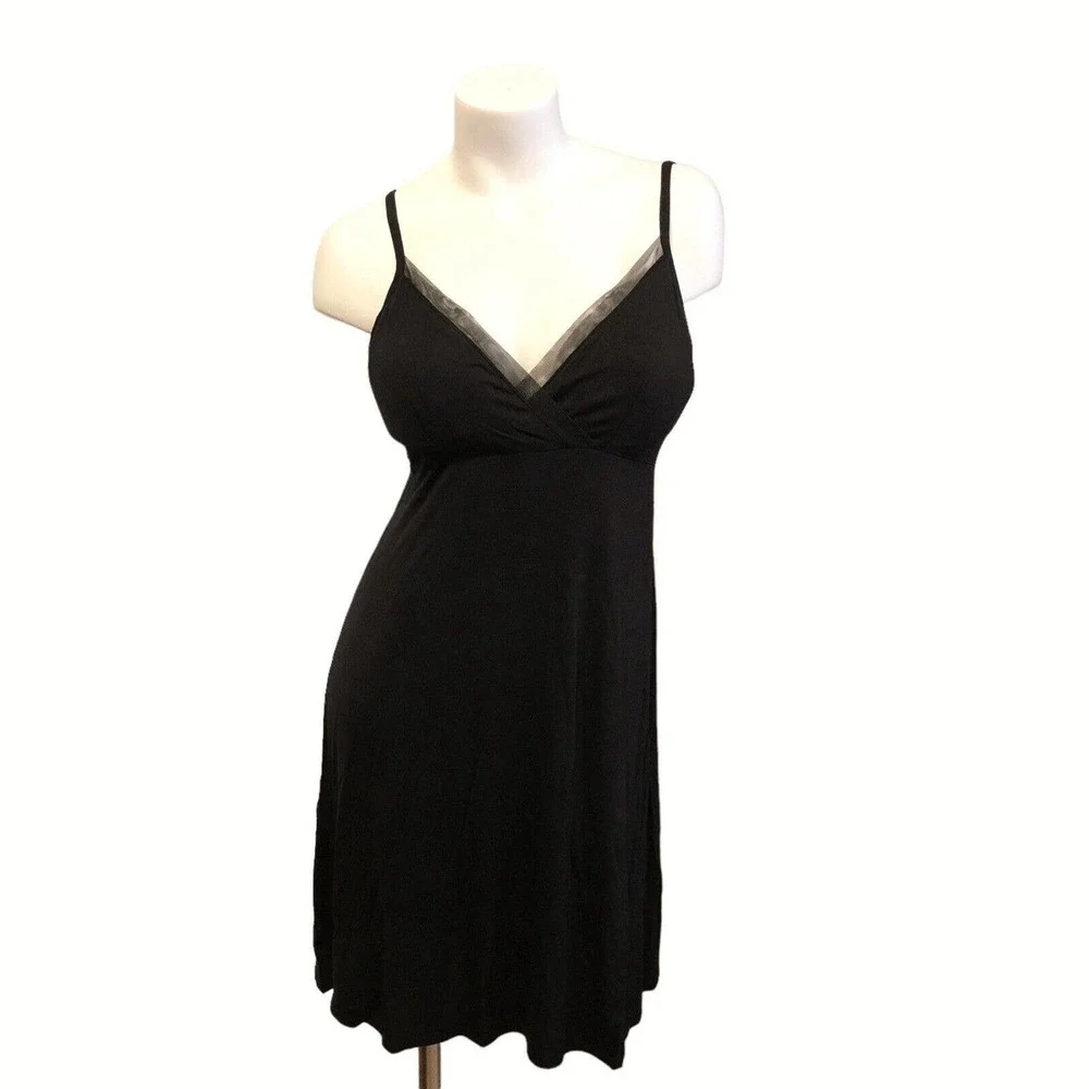 NEW Stars Above Black Chemise Nightgown Nightie Sexy Ultra Soft Padded Womens L - Picture 1 of 8